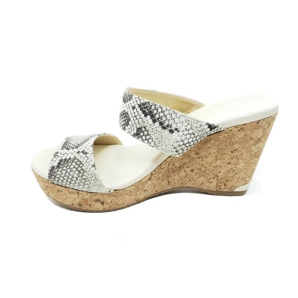 Jimmy Choo Parker Snakeskin Print Leather Cork Wedge Sandals Womens Size 39 US 9 - Picture 7 of 10